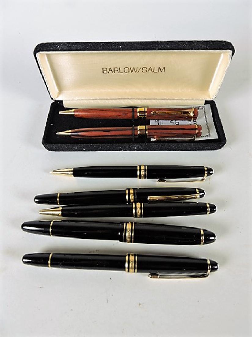 Barlow/Salm pen pencil set and 5 Mont Blanc pens