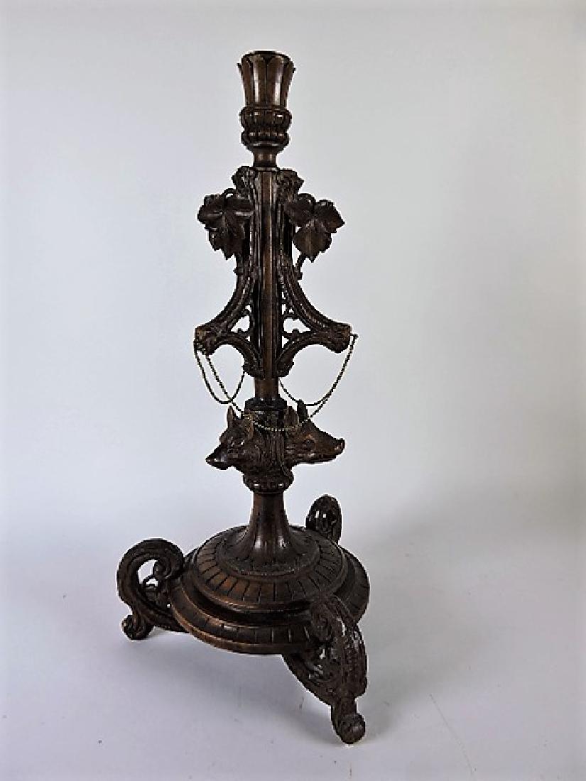 Black Forest carved wooden candle holder with head of (1 of 3)
