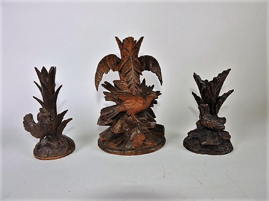 Black Forest carved wooden lot of 3 bird vases, 5 1/4" (1 of 1)
