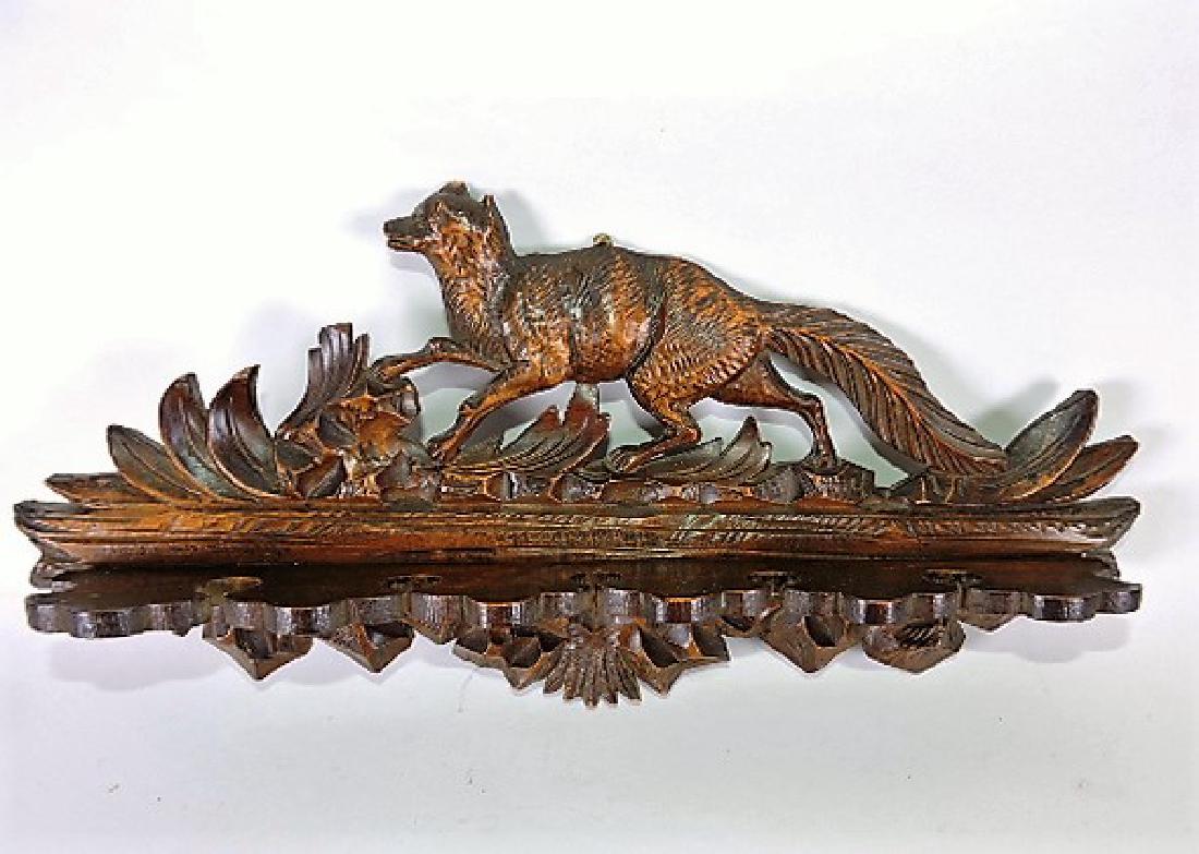 Black Forest carved wooden fox wall mounted pipe rack, (1 of 1)