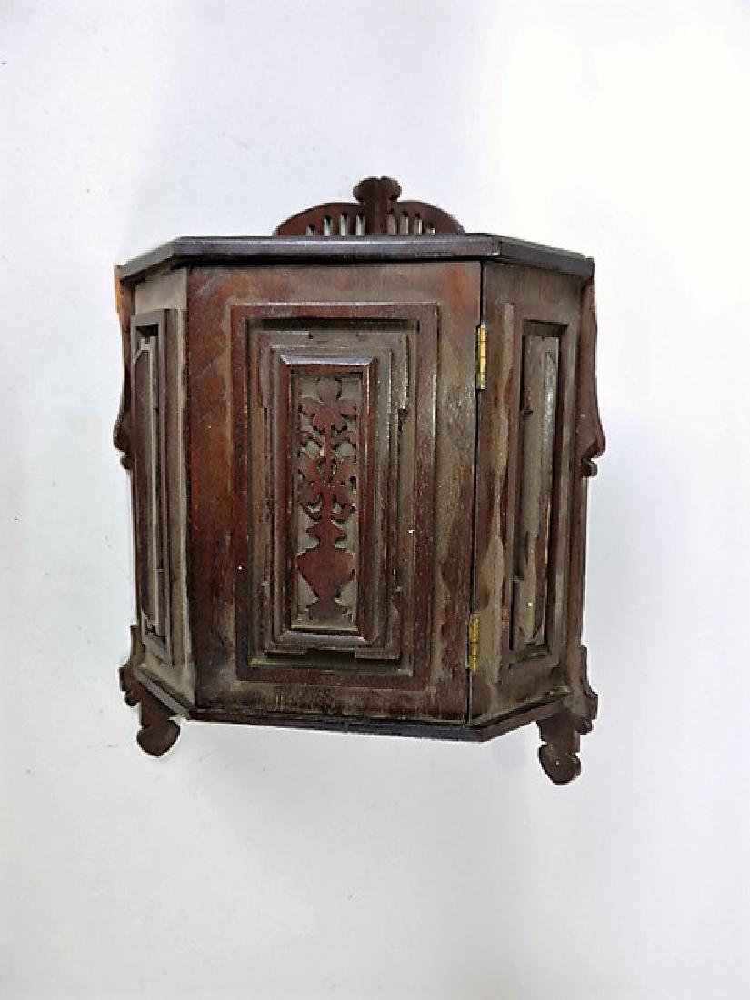 Walnut small corner wall cabinet 14"h, 9"w, minor (1 of 1)