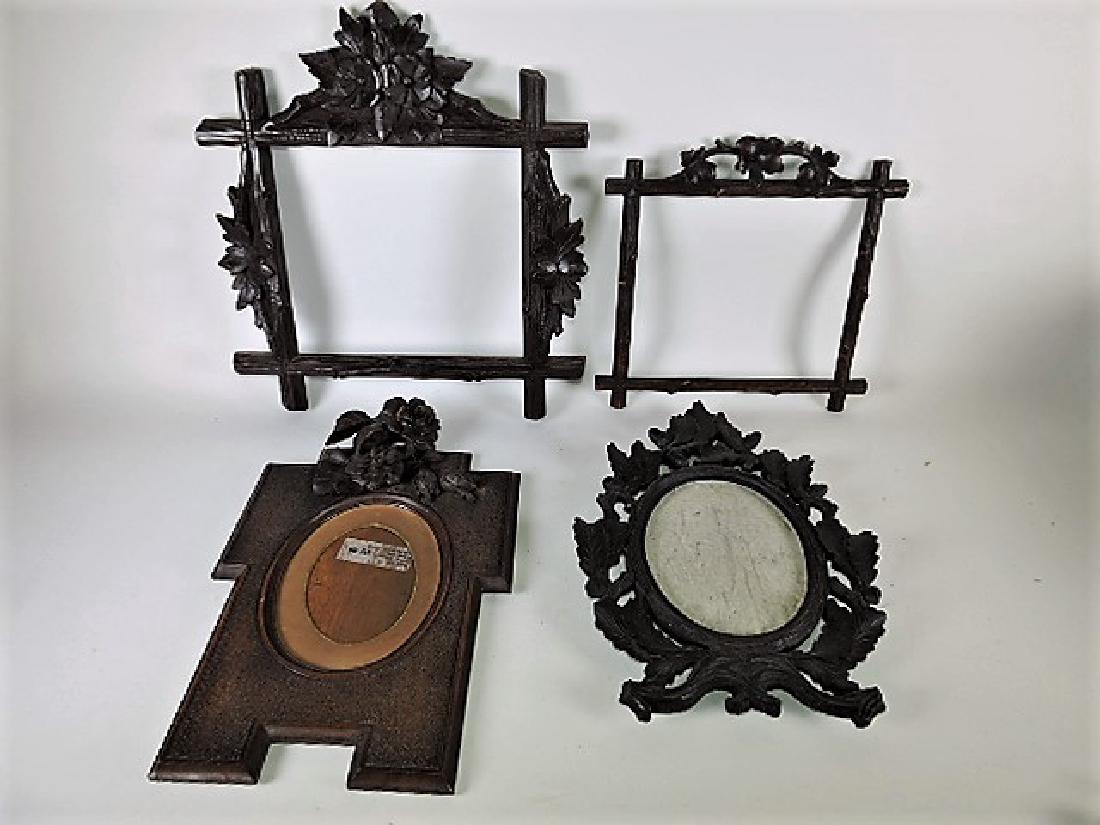 Black Forest carved wooden lot of 4 picture frames, (1 of 5)