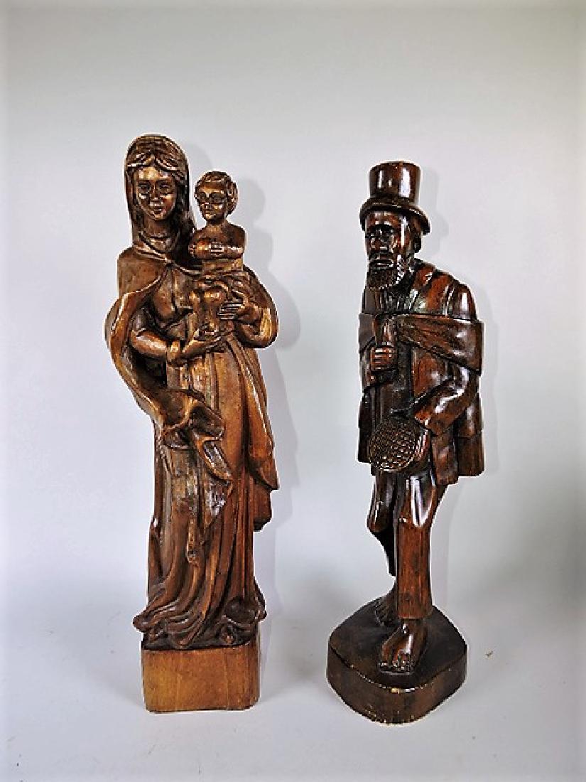 Wood carved figures, lot of 2, 19", 18" (1 of 1)