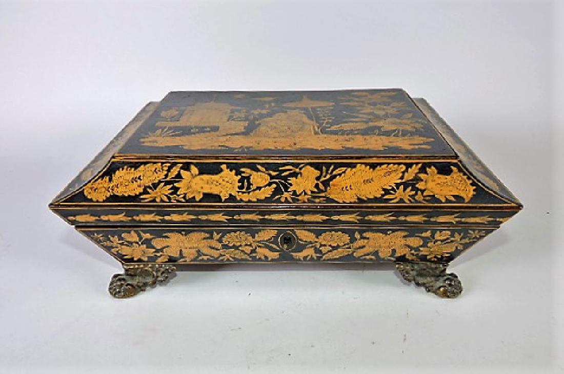 English Regency jewelry casket with ormolu ring handles (1 of 2)