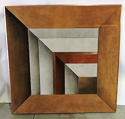 Mid Century Modern fabric and metal wall art, (1 of 3)