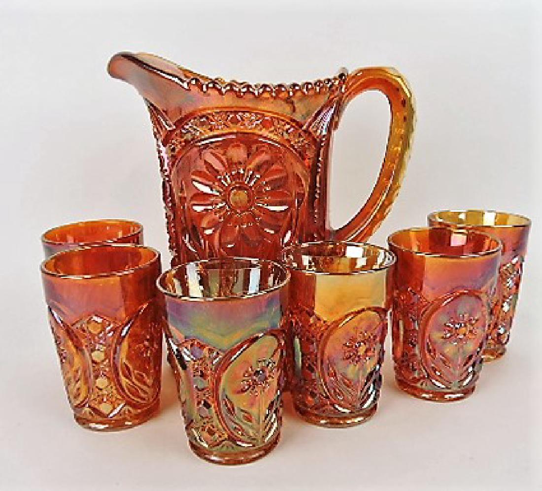 Imperial marigold carnival glass 7pc water set (1 of 1)