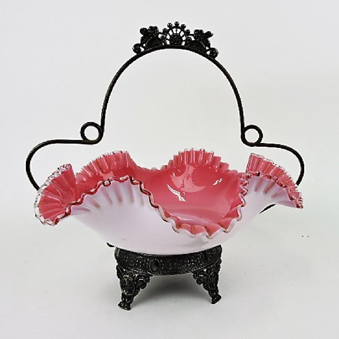 Victorian cranberry cased glass bride's basket (1 of 1)