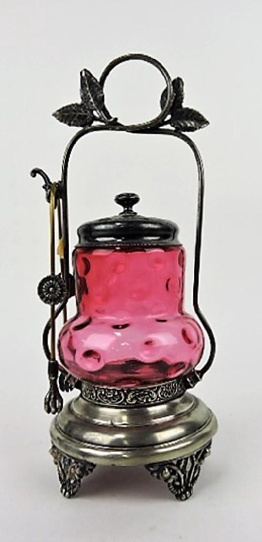 Pickle castor with cranberry coin spot insert (1 of 1)