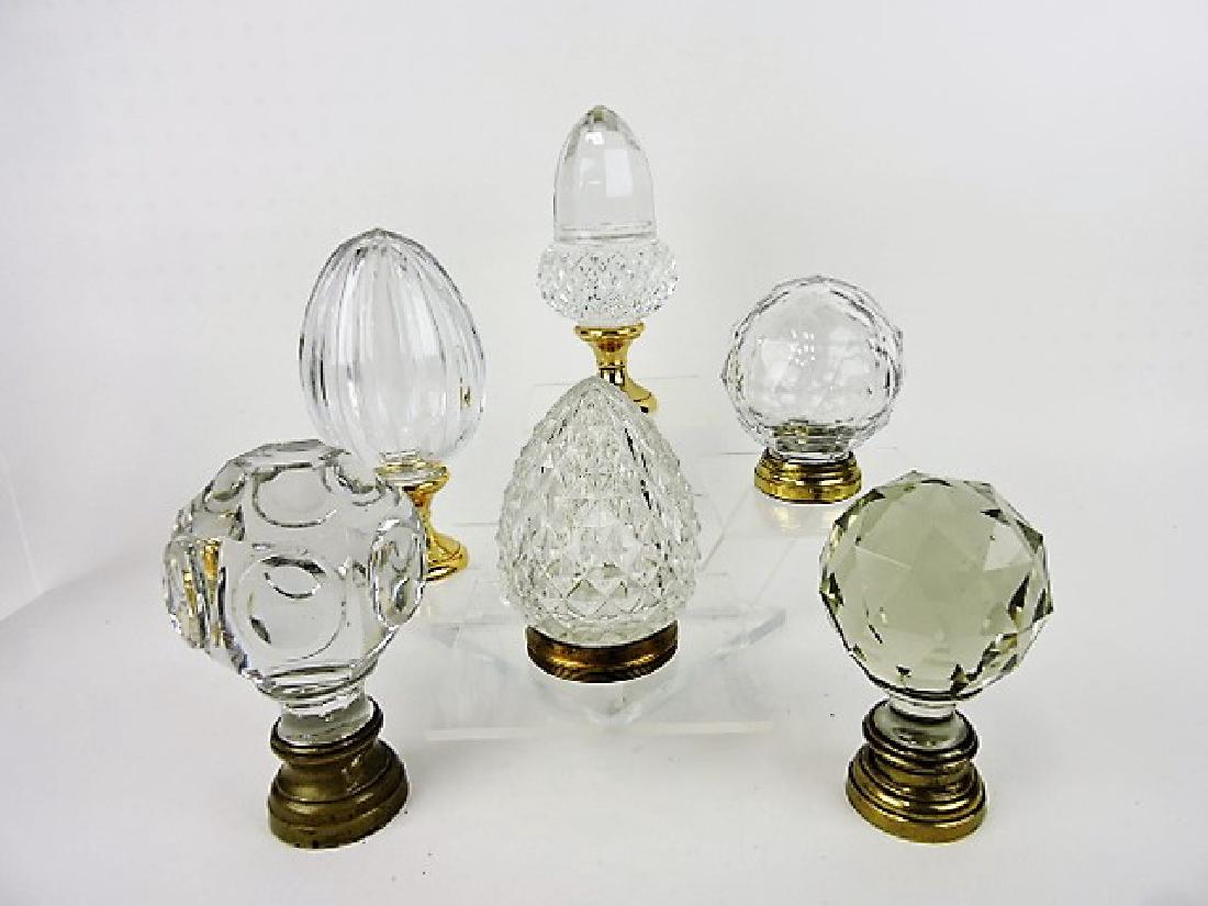 Newel post finials, lot of 6 clear, all with brass (1 of 1)