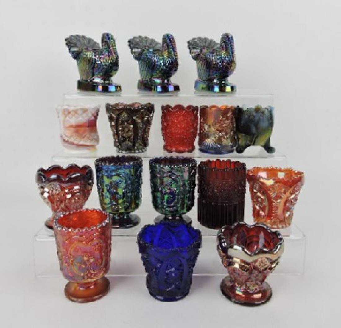 Imperial and Fenton glass lot of 16 toothpick: holders