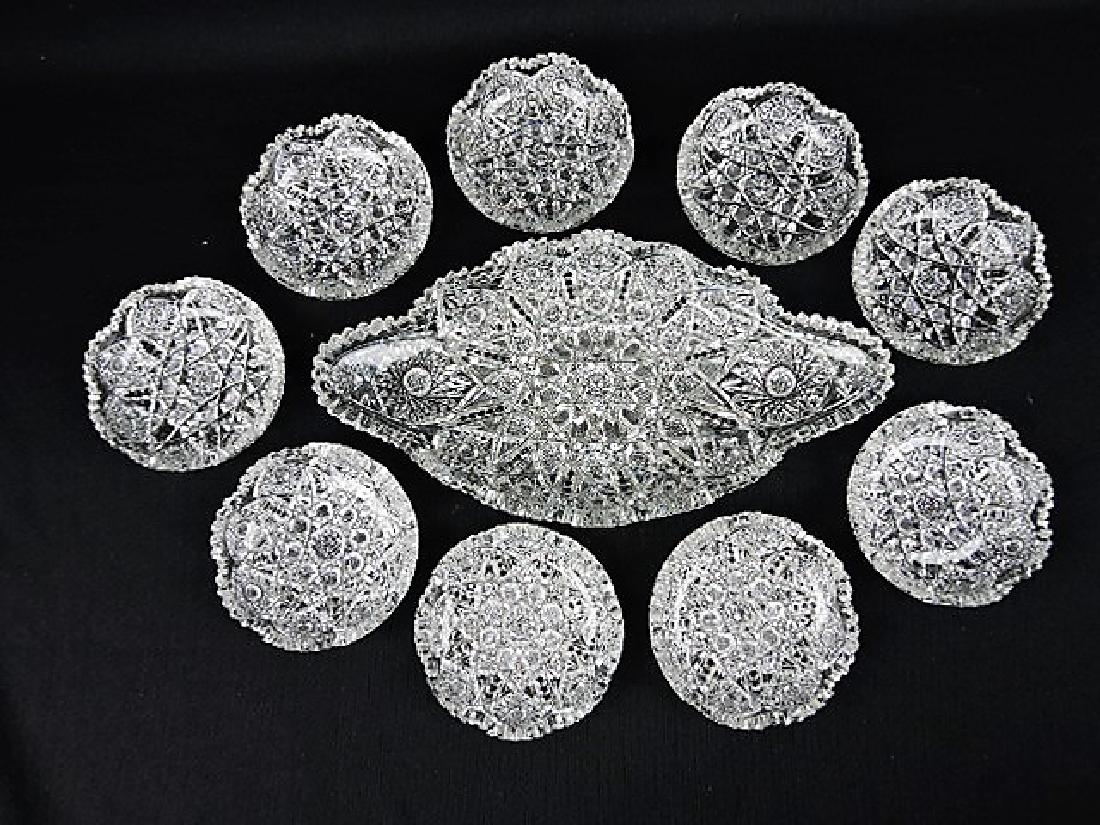 Cut glass 10 piece ice cream set with 14" tray and (1 of 1)