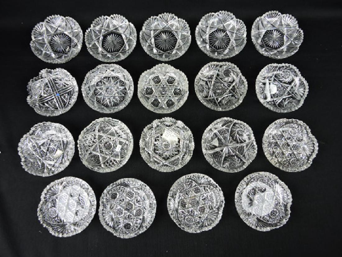 Cut glass lot of 19-5" sauce and pin dishes: .