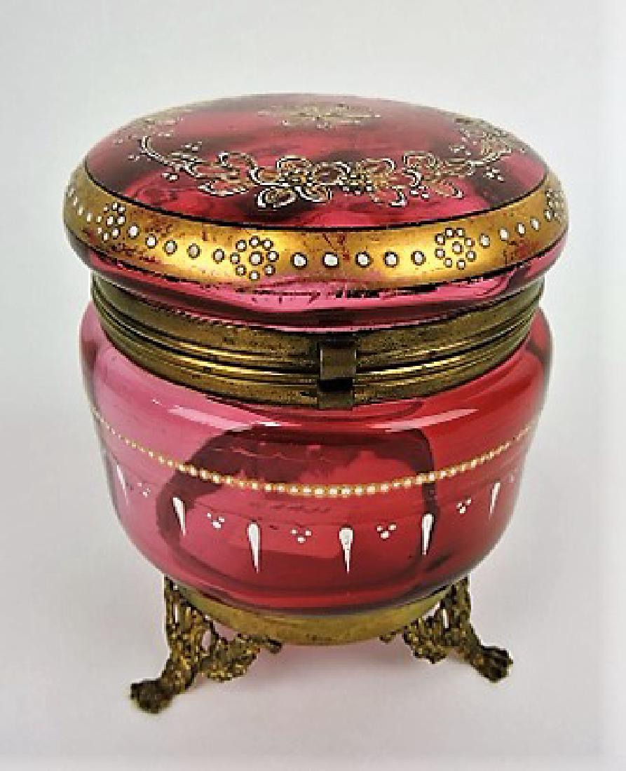 Cranberry Moser dresser box, 3 1/4" d (1 of 1)