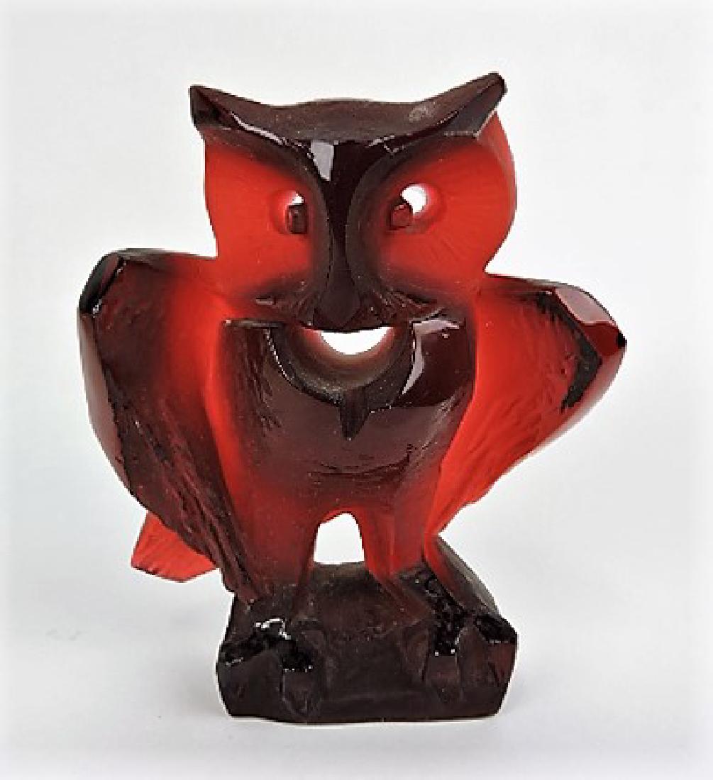 Ceskei ruby Czech owl figurine: .
