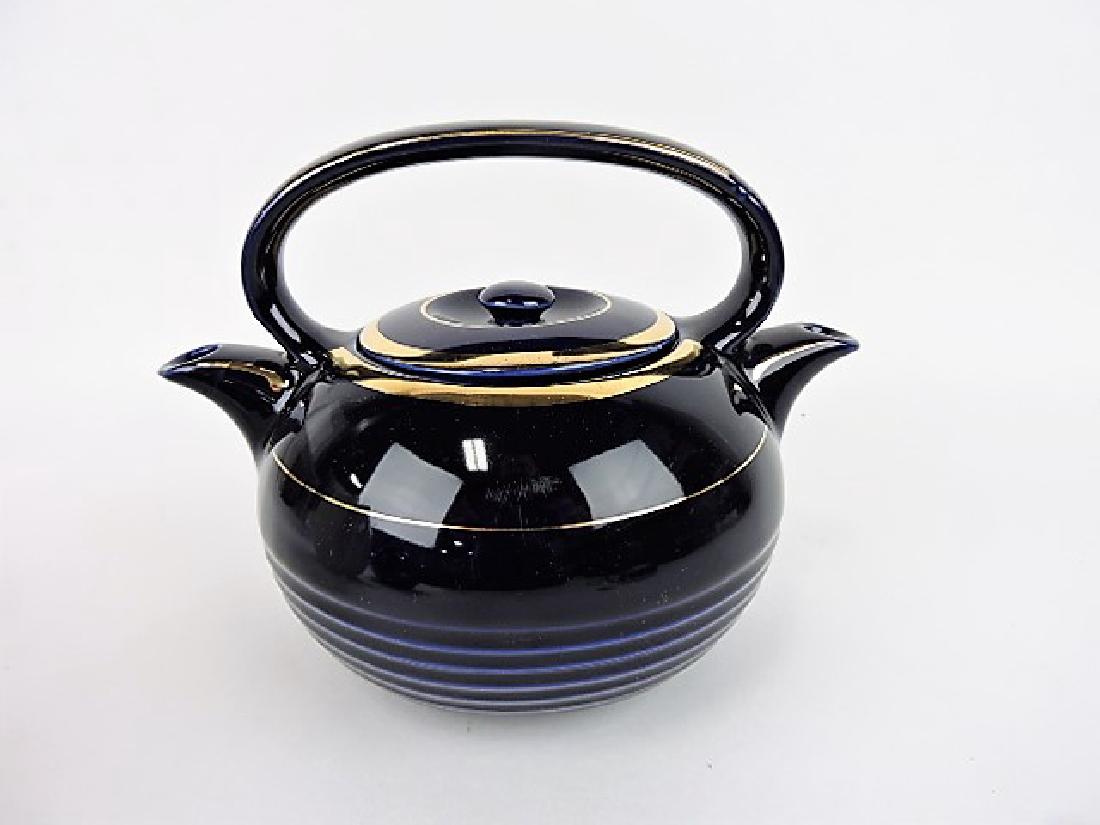 Hall China teapot, cobalt with gold twin (1 of 1)