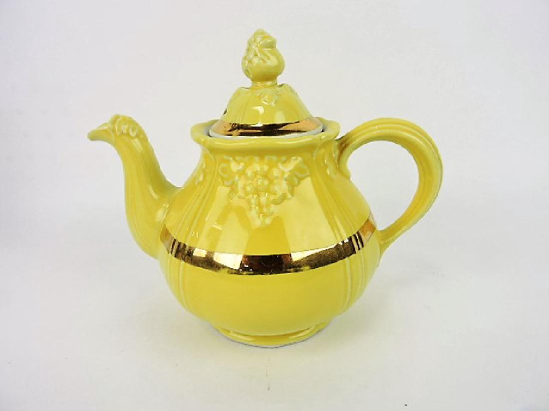 Hall China teapot, grape, yellow with gold (1 of 1)