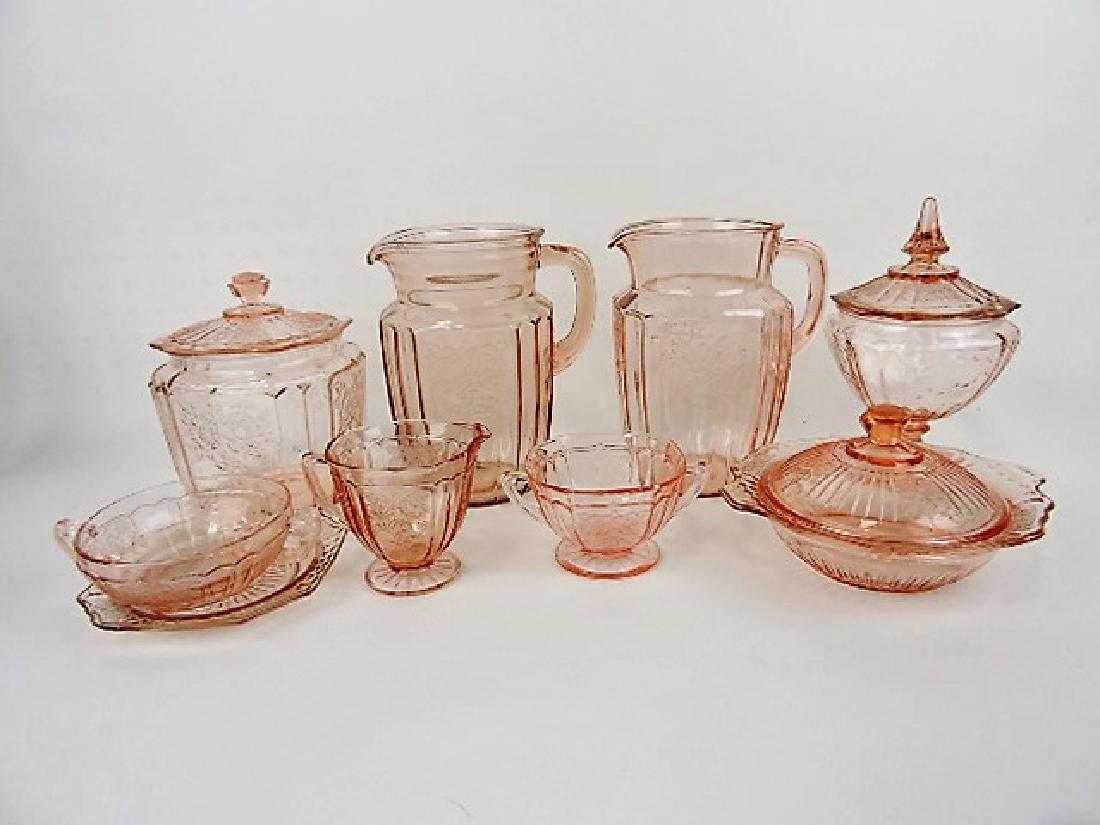 Pink Depression Mayfair lot of 8 pcs - 2 pitchers, (1 of 1)