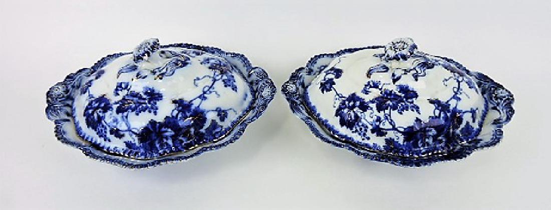 Virgina pattern pair of flow blue tureens (1 of 1)