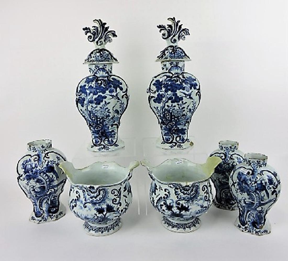 Delft faience7 pc garniture set with 2 covered (1 of 1)