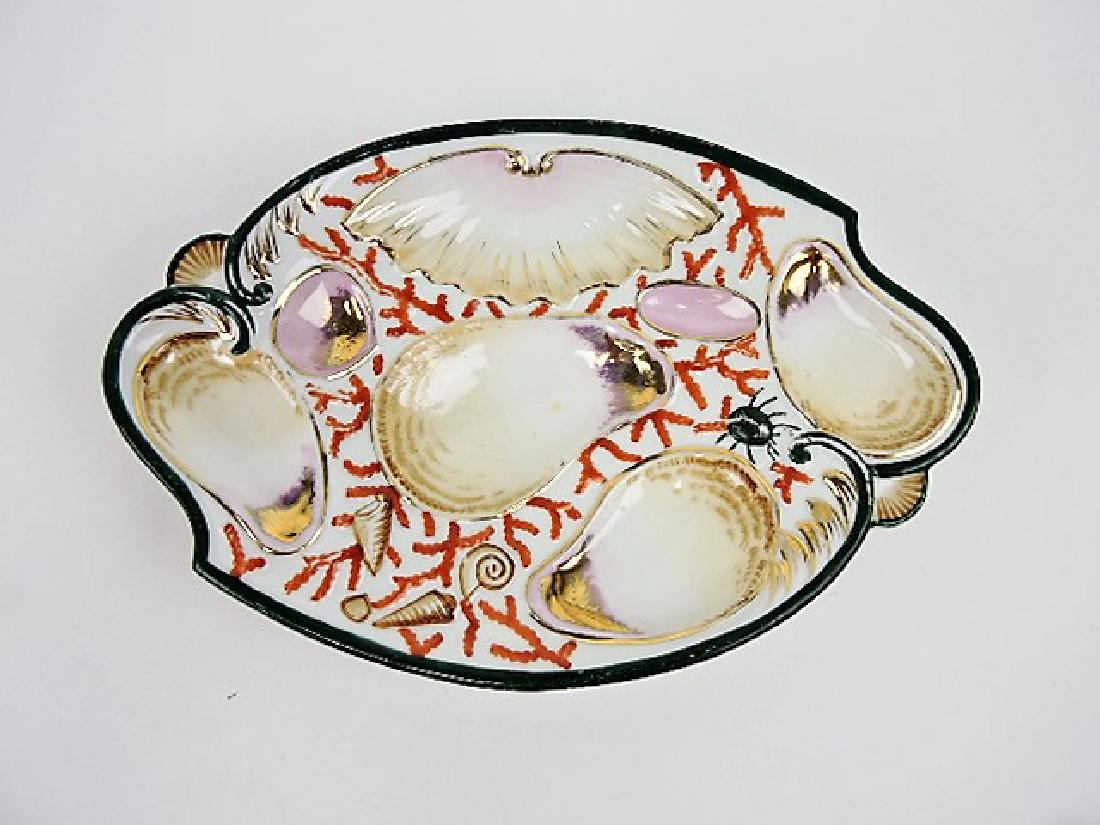 Porcelain oval shape 4 well oyster plate, 9 1/2" (1 of 1)