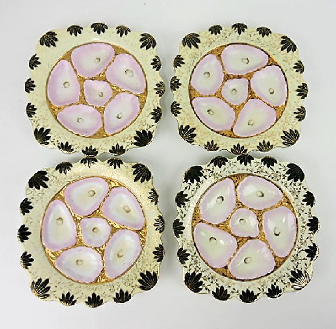 Set of 4 square 5 well porcelain oyster plates, 9" (1 of 1)
