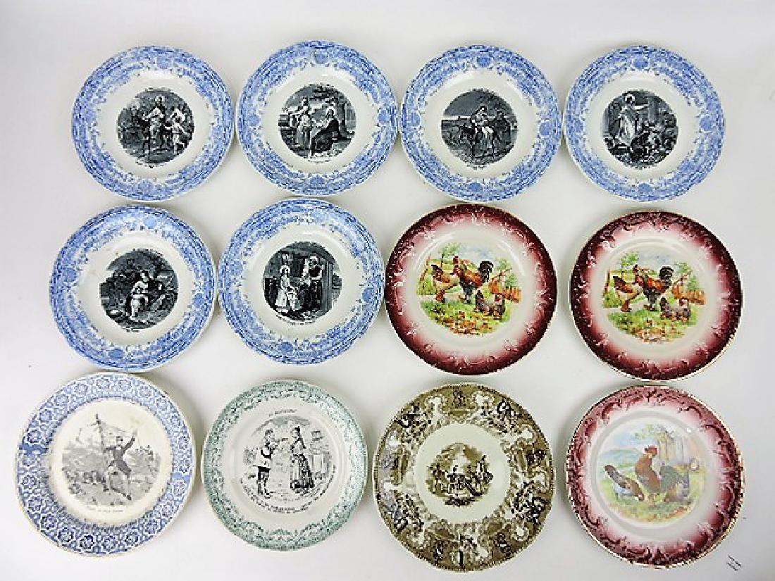 Pearlware lot of 12 plates, 7 1/2" to 8", vc: .