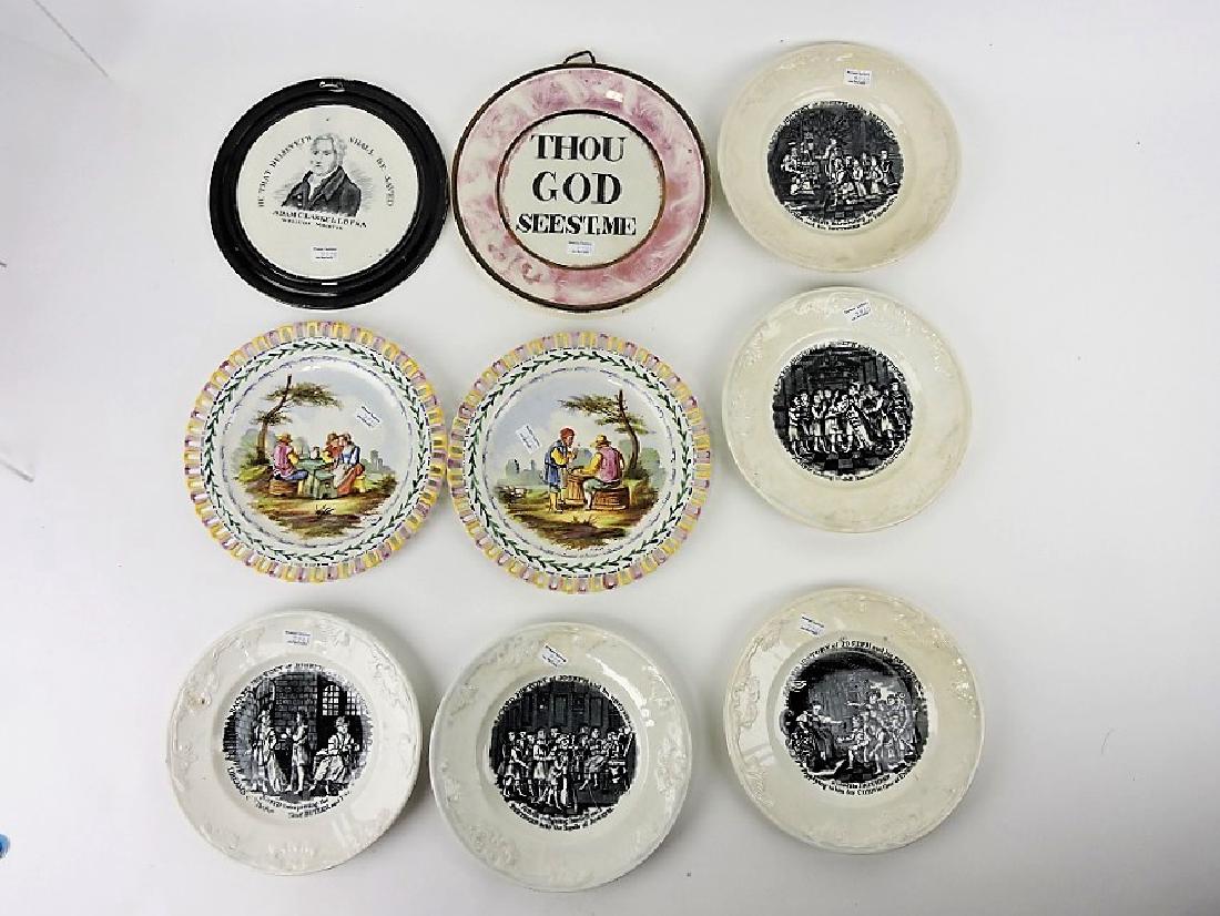 Pearlware lot of 2 plaques with motto and 7 (1 of 1)