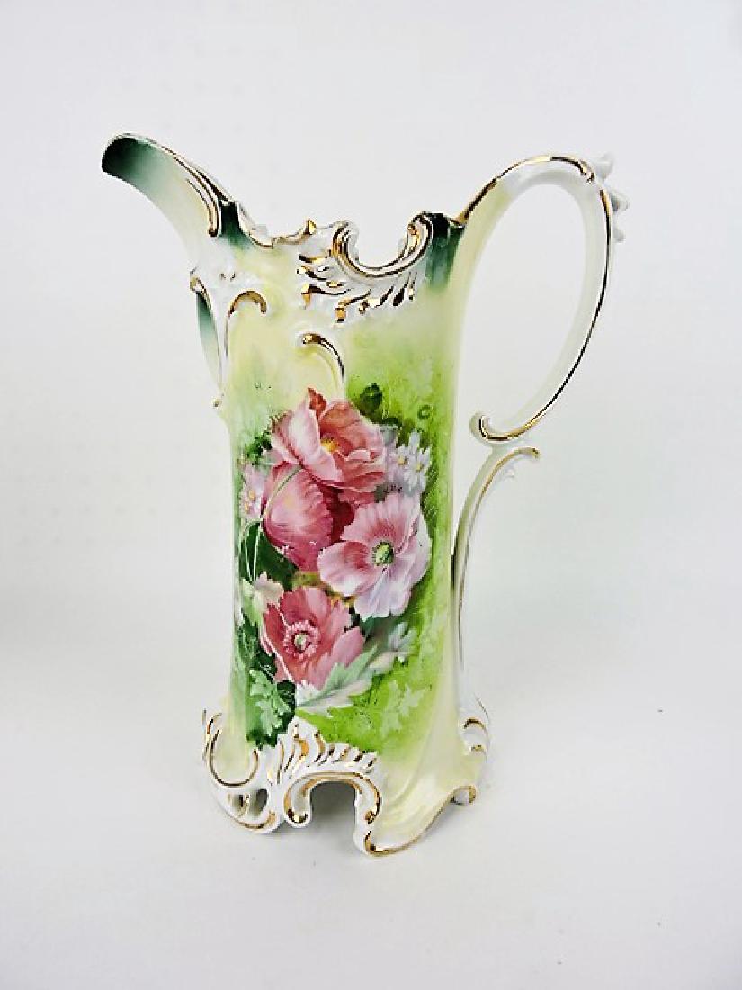 R.S. Prussia red mark, floral tankard, 11 1/2" (1 of 2)