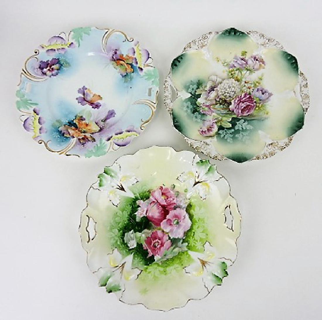 R.S. Prussia lot of 3 floral cake plates, 9 1/2", (1 of 1)