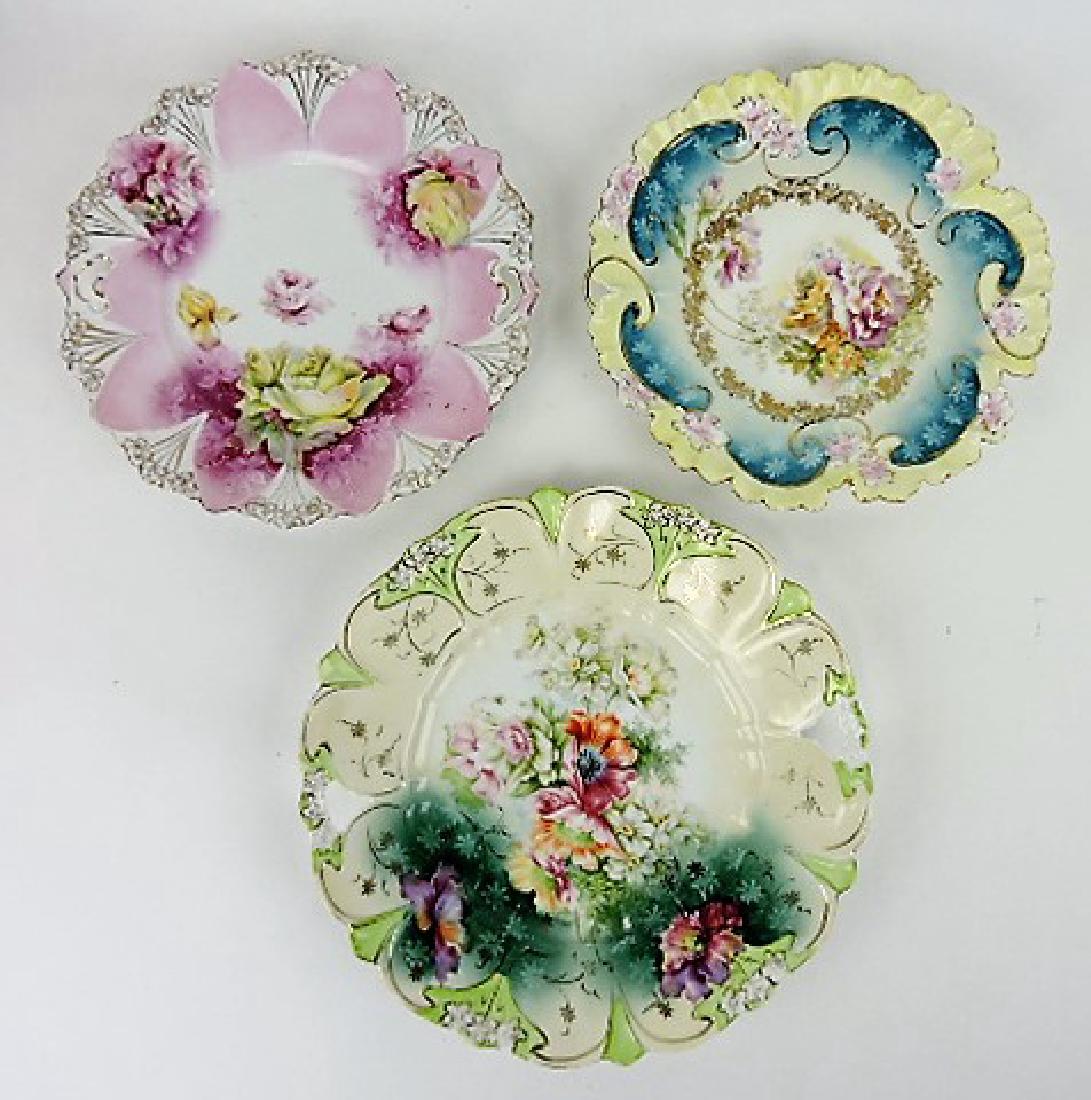 R.S. Prussia unmarked lot of 3 floral cake plates, (1 of 1)