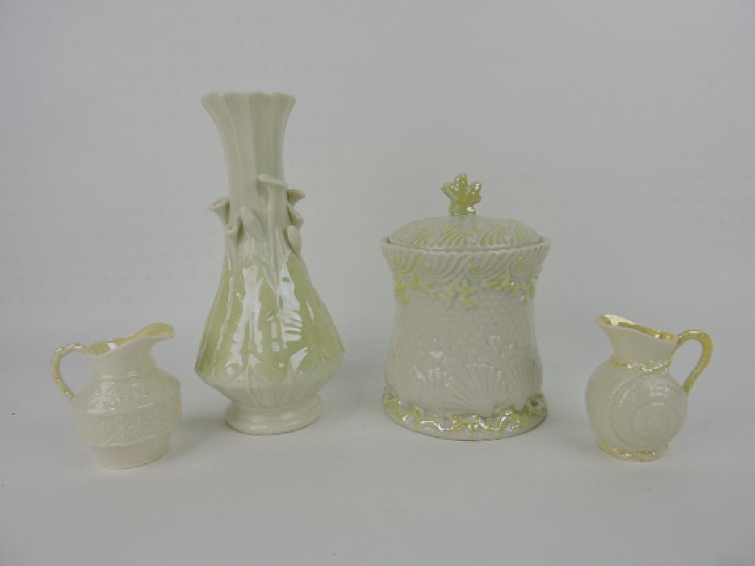 Irish Belleek lot of 4 pcs - 2 creamers, cracker (1 of 1)
