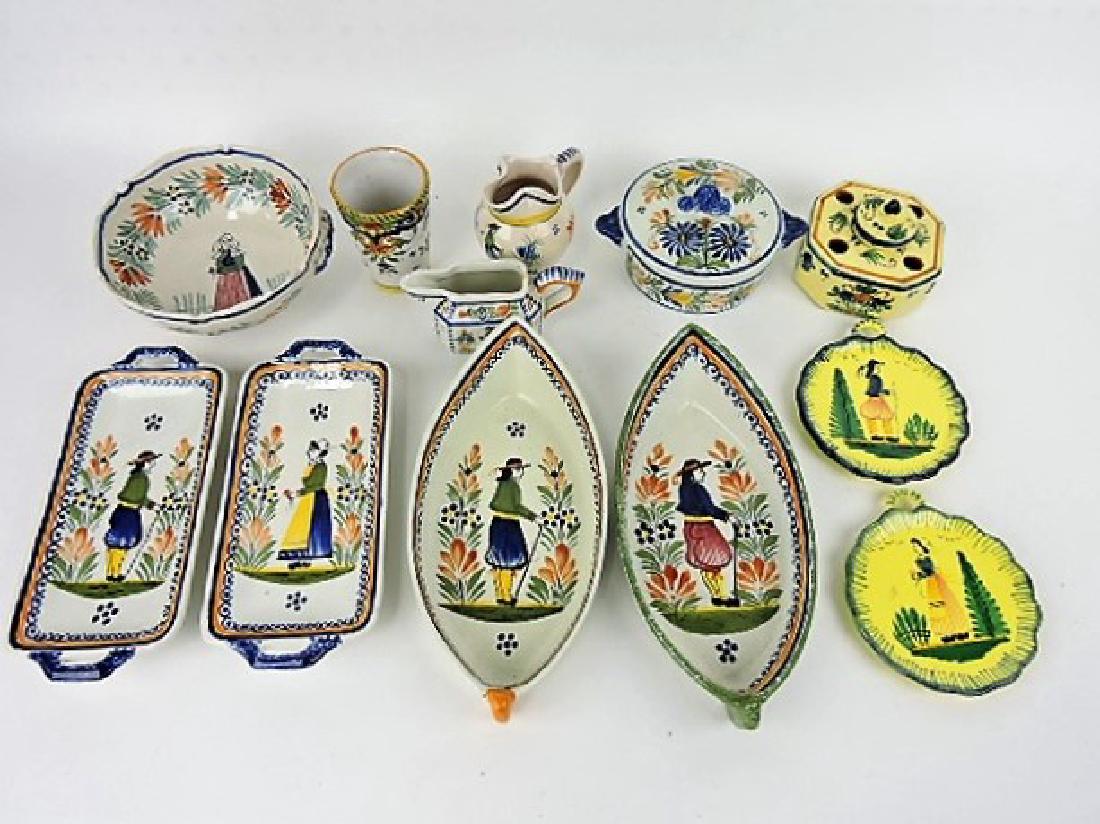 Quimper Faience lot of 12 pcs, various condition (1 of 4)
