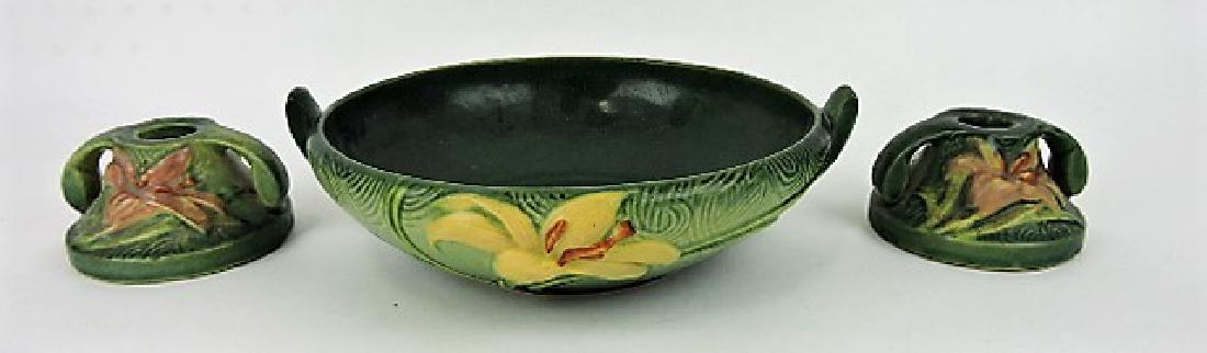 Roseville Zephyr Lily green 3 piece console set- (1 of 1)