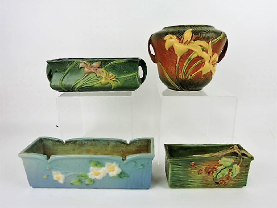 Roseville lot of 4-3-window box planters and (1 of 1)