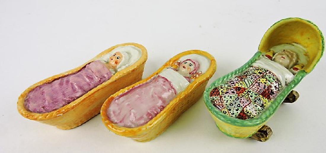 Staffordshire Pearlware lot of 3 baby in basket or (1 of 1)