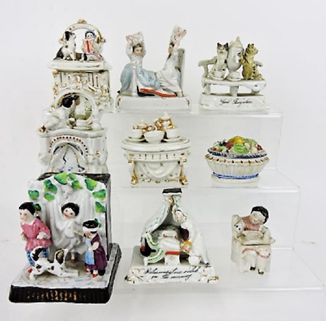 Staffordshire and porcelain lot of 9 Fairings and (1 of 1)