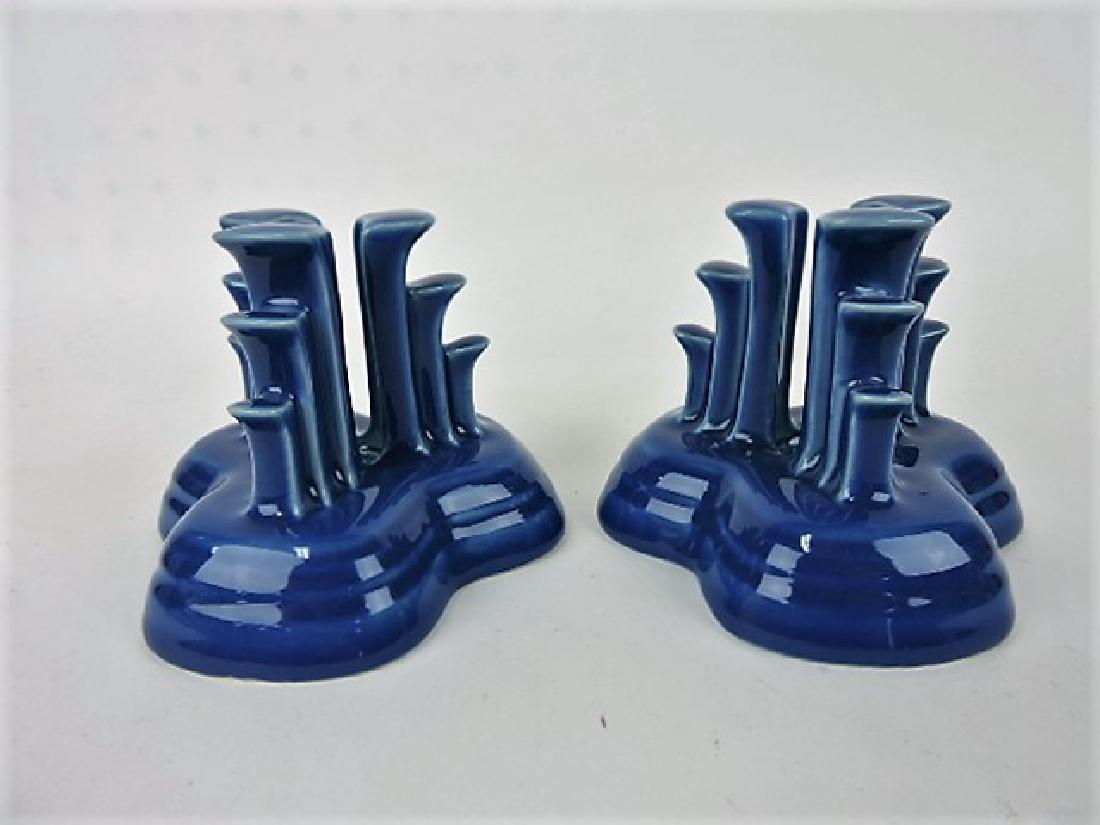 Fiesta Post 86 lapis pair pyramid candle holders, (1 of 1)