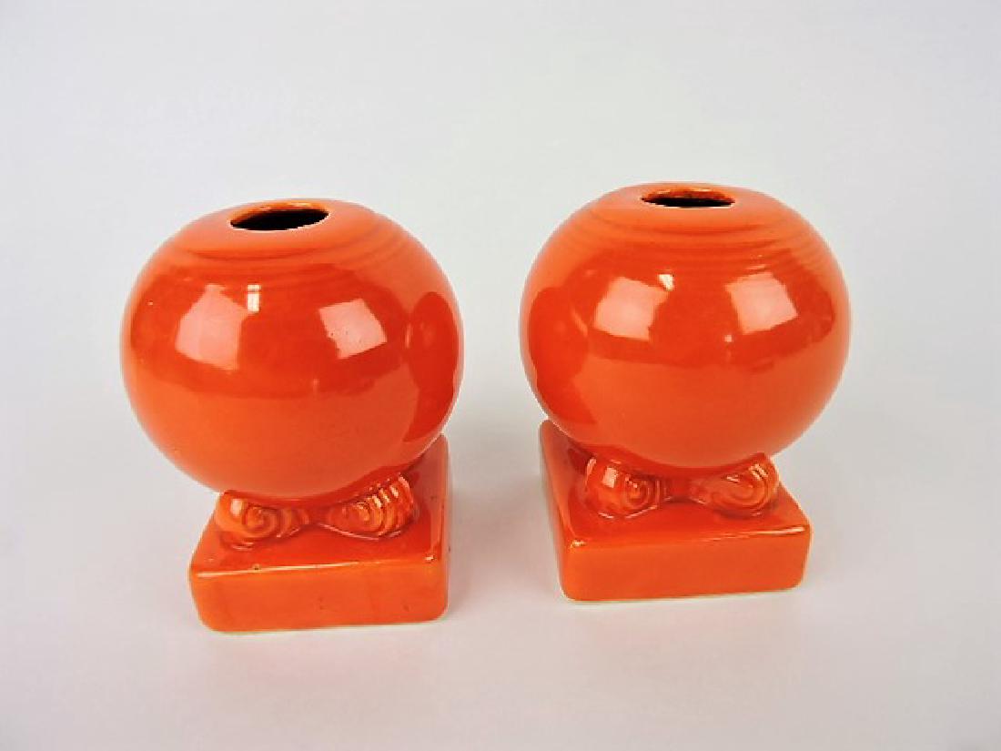 Fiesta bulb candle holder, pair, red, nick (1 of 1)