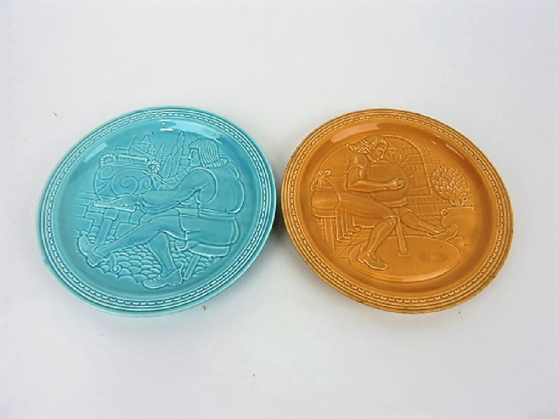 Fiesta World's Fair plates- turquoise and mocha: (nicks)