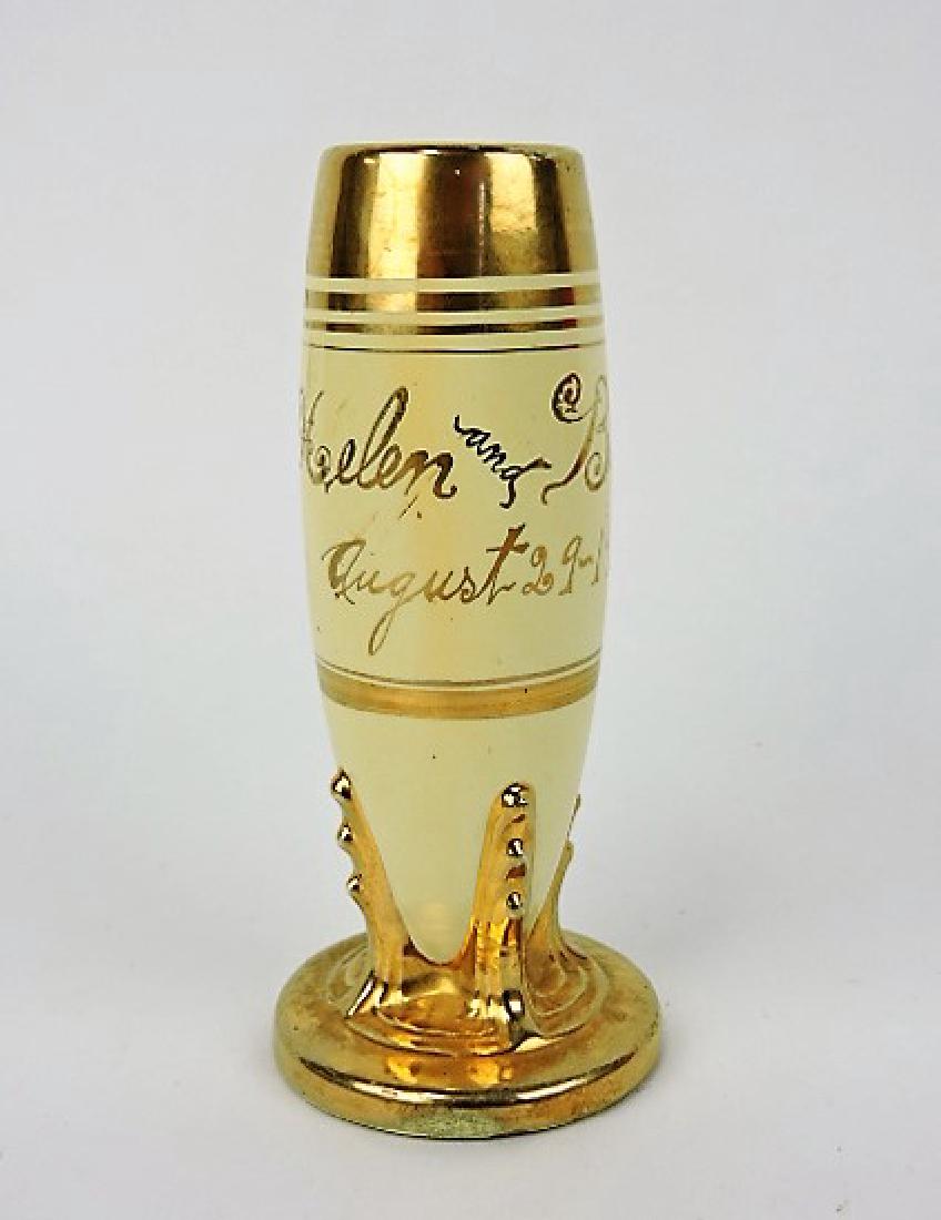 Fiesta bud vase, rare ivory with gold lustre (1 of 1)