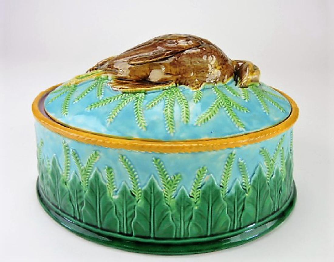 George Jones majolica quail game dish 12" (1 of 1)