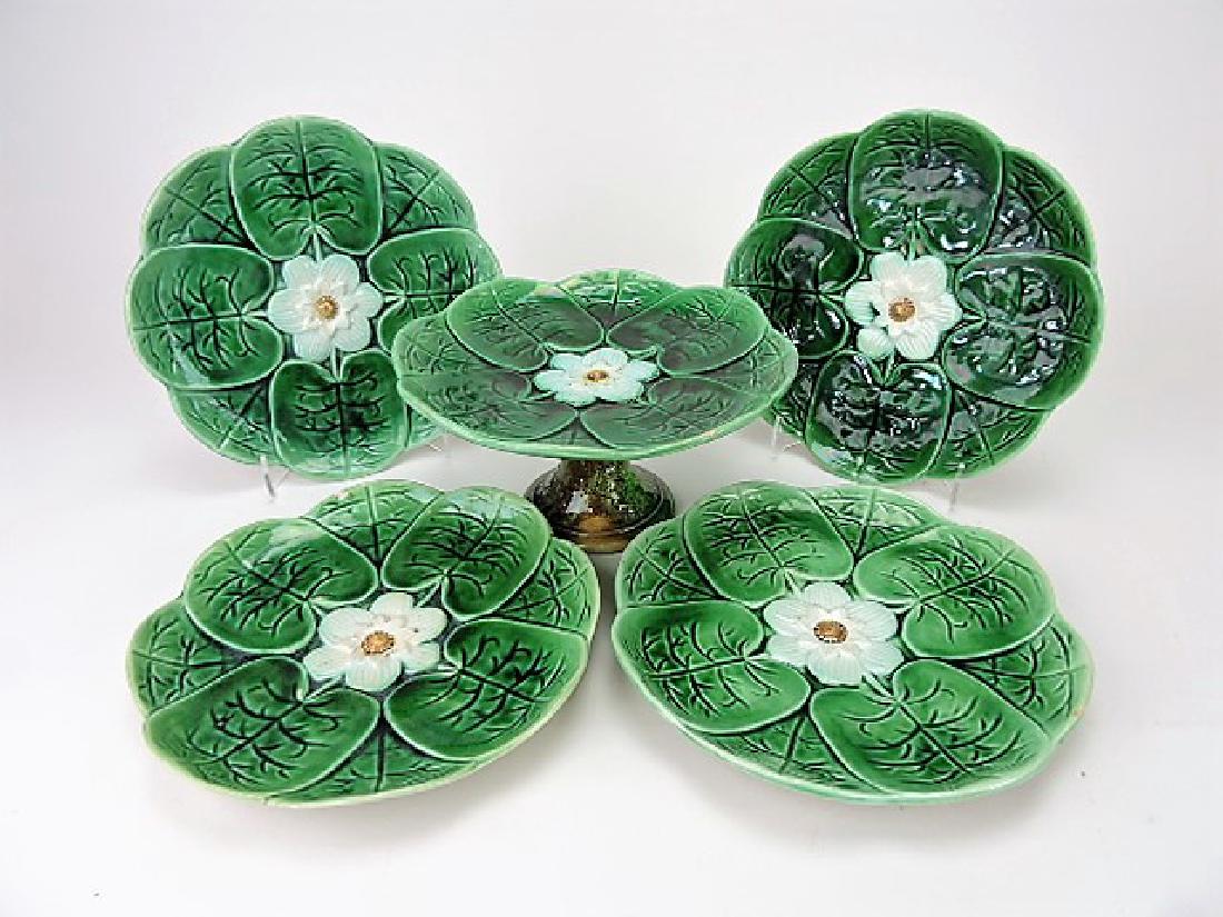 Majolica pond lily dessert set - compote and 4 (1 of 1)