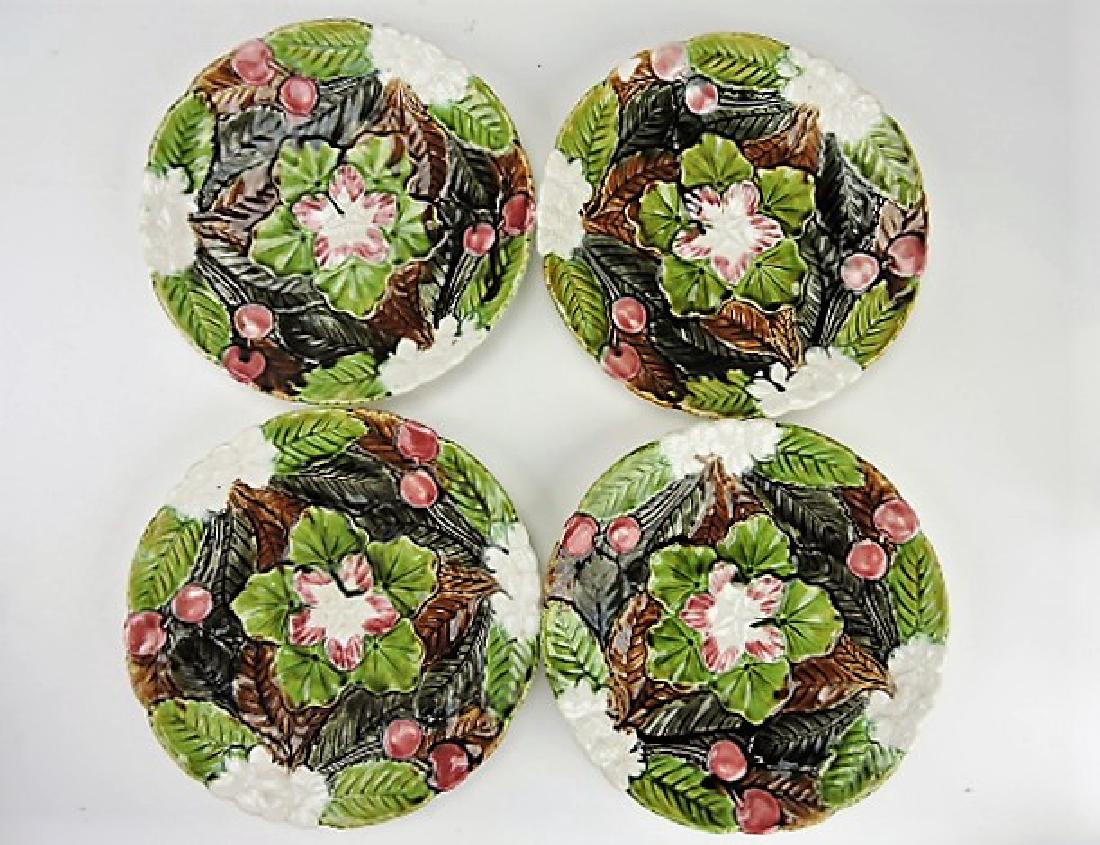 PV France set of 4 - 9" majolica cherry plates, (1 of 1)