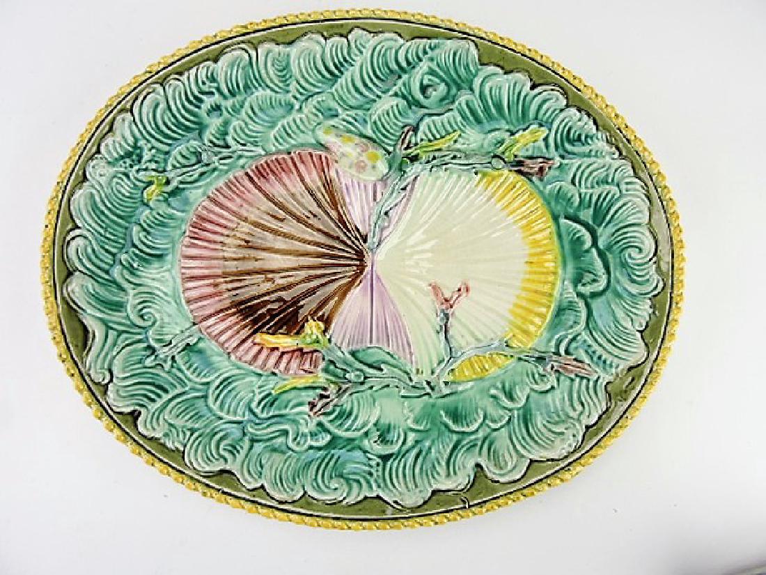 Majolica twin shells on waves platter, 13 1/2" (1 of 1)