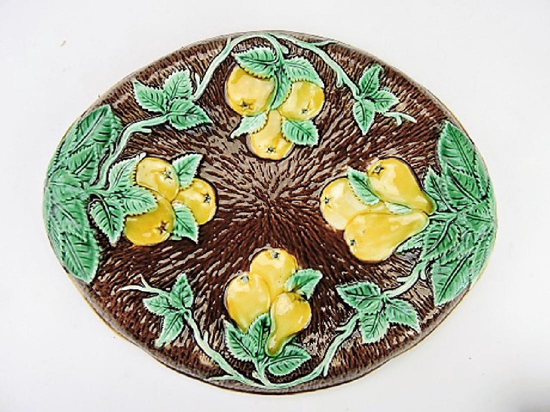 Majolica apple and pear platter, 13", rim chip to (1 of 1)