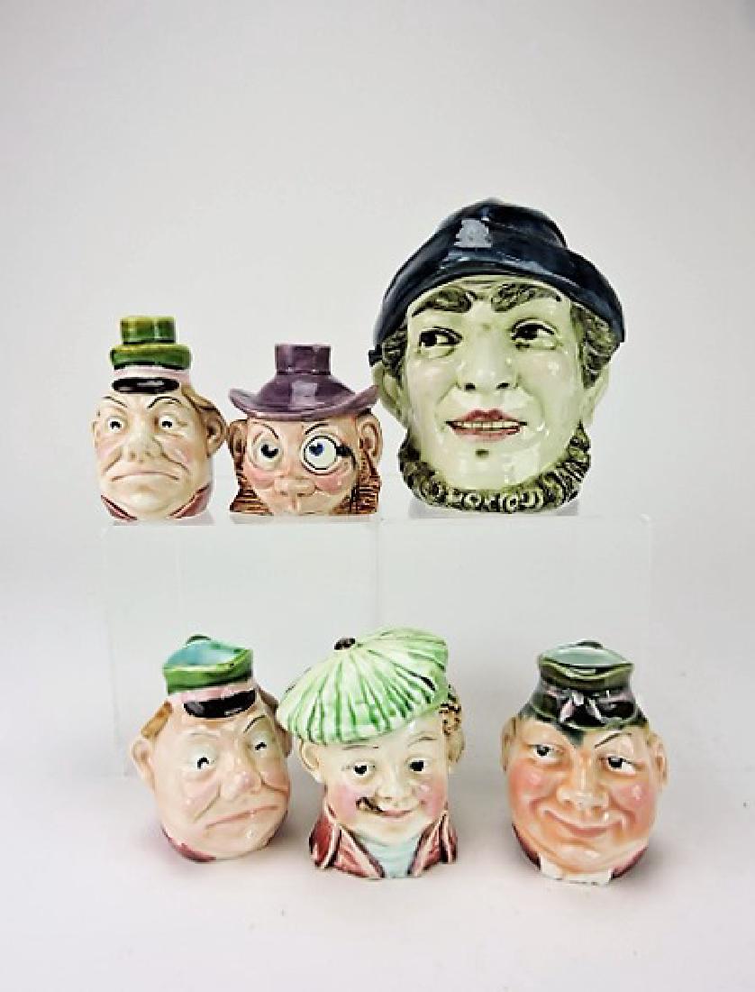 Majolica lot of 6 - face humidor, 2 bottles, 2 (1 of 1)