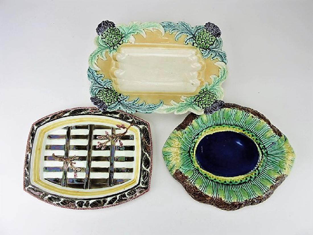 Majolica lot of 3 platters, various condition (1 of 1)