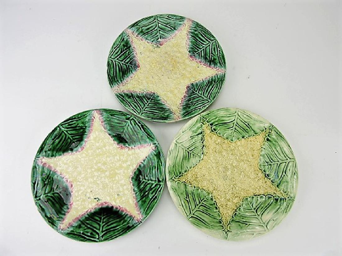 Etruscan Majolica lot of 3 - 9" cauliflower plates, (1 of 1)