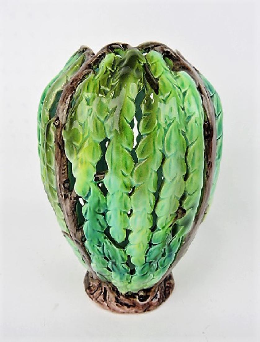 Majolica pierced leaf lamp shade 9 1/2" (1 of 1)