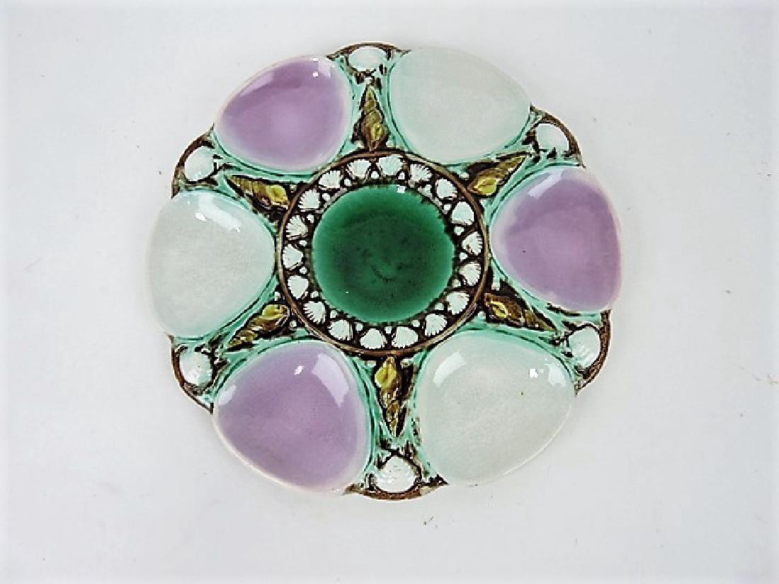 Majolica 9" oyster plate with alternating pink & (1 of 1)